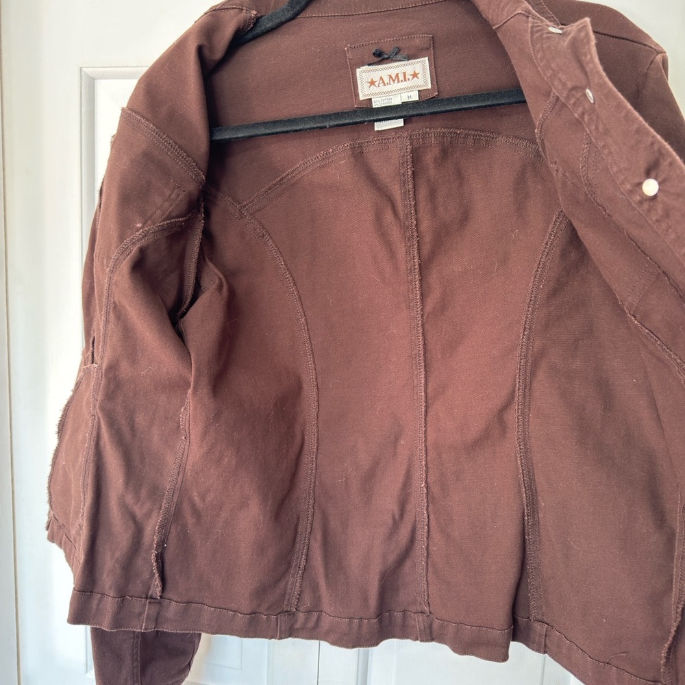 A.M.I. - Women's Chocolate Brown Denim Style Jacket - size M - Picture 4 of 8